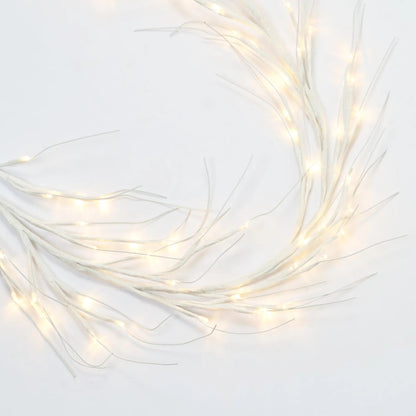 Yulemere 120 LED Lighted Plug in White Wire Wrapped Christmas Garland detail view 3