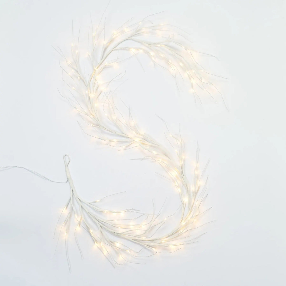 Yulemere 120 LED Lighted Plug in White Wire Wrapped Christmas Garland detail view 2