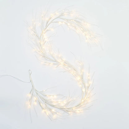 Yulemere 120 LED Lighted Plug in White Wire Wrapped Christmas Garland detail view 2