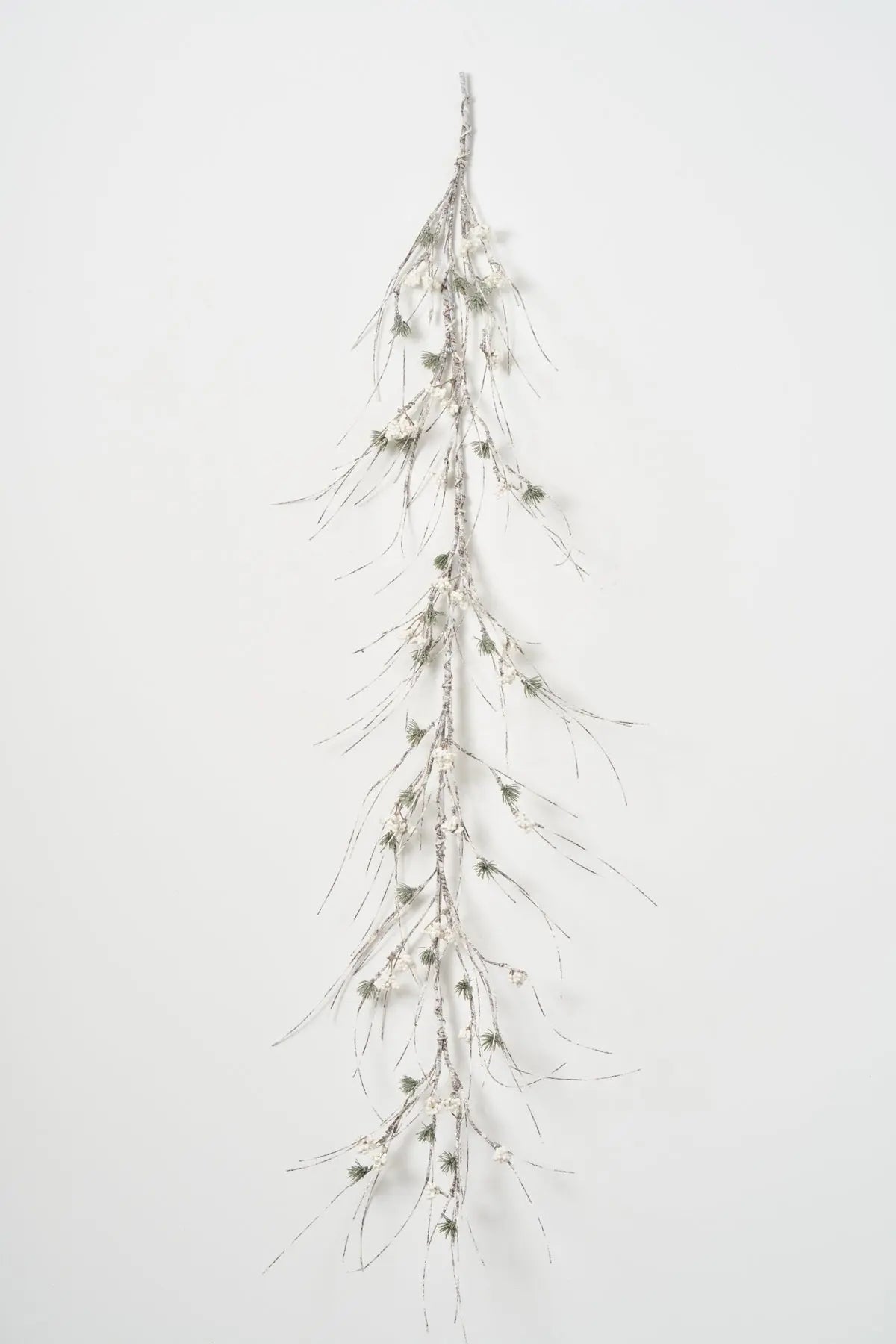 Yulemere Glitter Snow White Birch Branch and Berry Christmas Garland detail view 3
