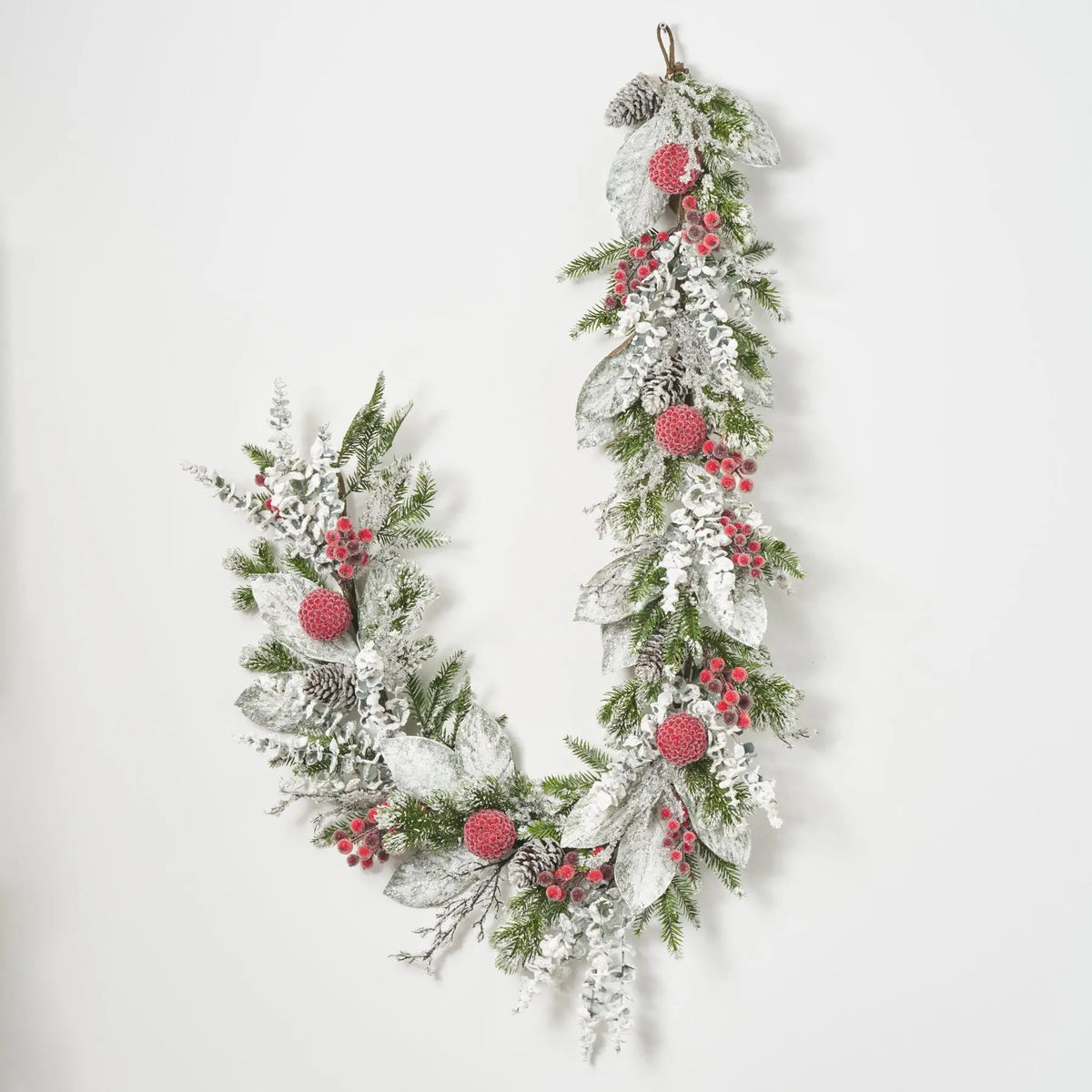 Yulemere Real Touch Red Magnolia Christmas Garland White detail view 3