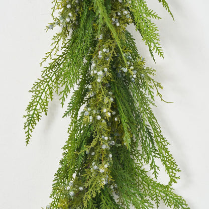 Yulemere Real Touch Lebanon Cedar and Juniper Berry Christmas Garland detail view 2