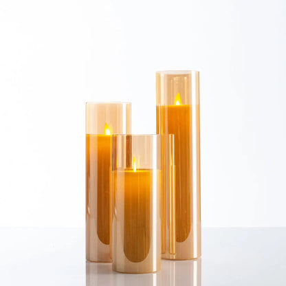 Yulemere Rechargeable Tall Moving Flameless LED Amber Candle overall view