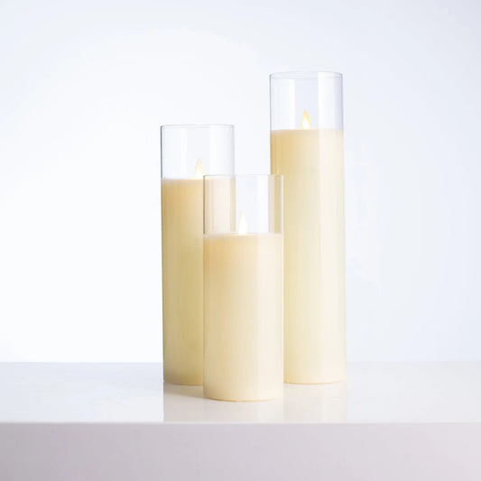 Yulemere Rechargeable Tall Moving Flameless LED Cream Candle overall view