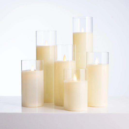 Yulemere Rechargeable Moving Flameless LED Cream Glass Candle overall view