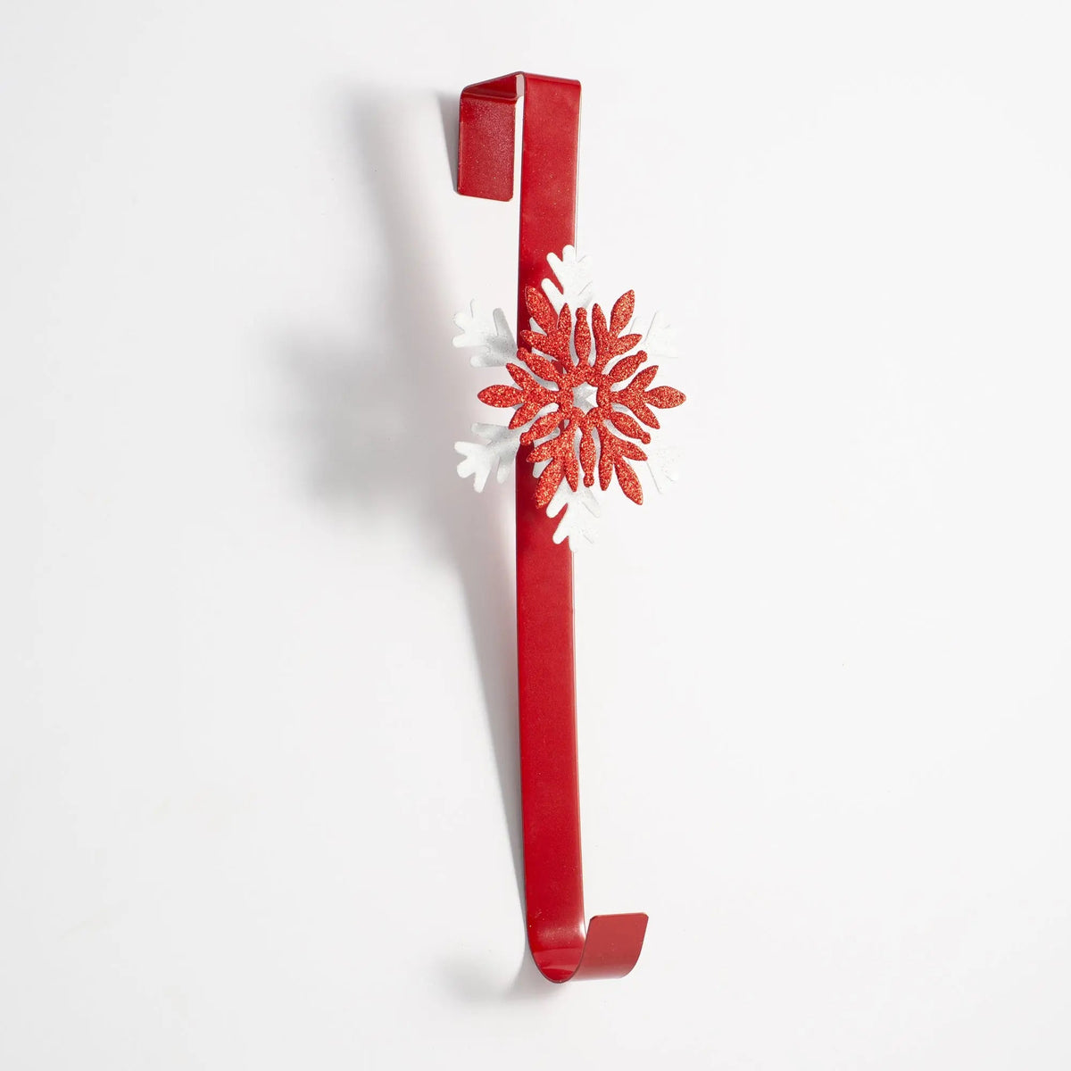 Yulemere Red Metal and Glitter Over the Door Snowflake Christmas Wreath overall view