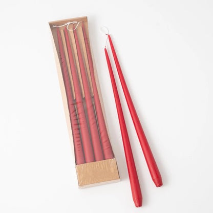 Yulemere Hand Dipped Red Skinny Taper Wax Candle overall view