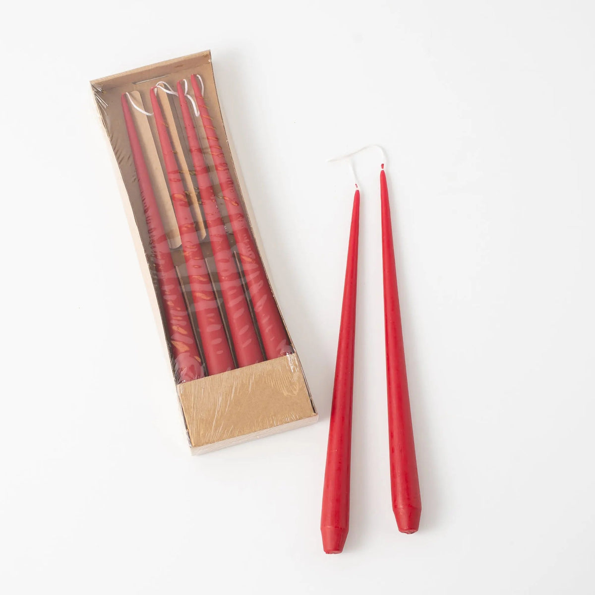 Yulemere Hand Dipped Red Skinny Taper Wax Candle detail view 3