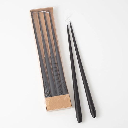 Yulemere Hand Dipped Black Skinny Taper Wax Candle overall view
