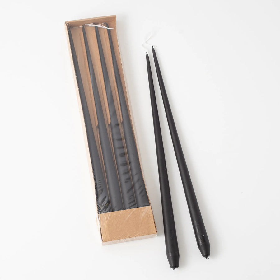 Yulemere Hand Dipped Black Skinny Taper Wax Candle overall view