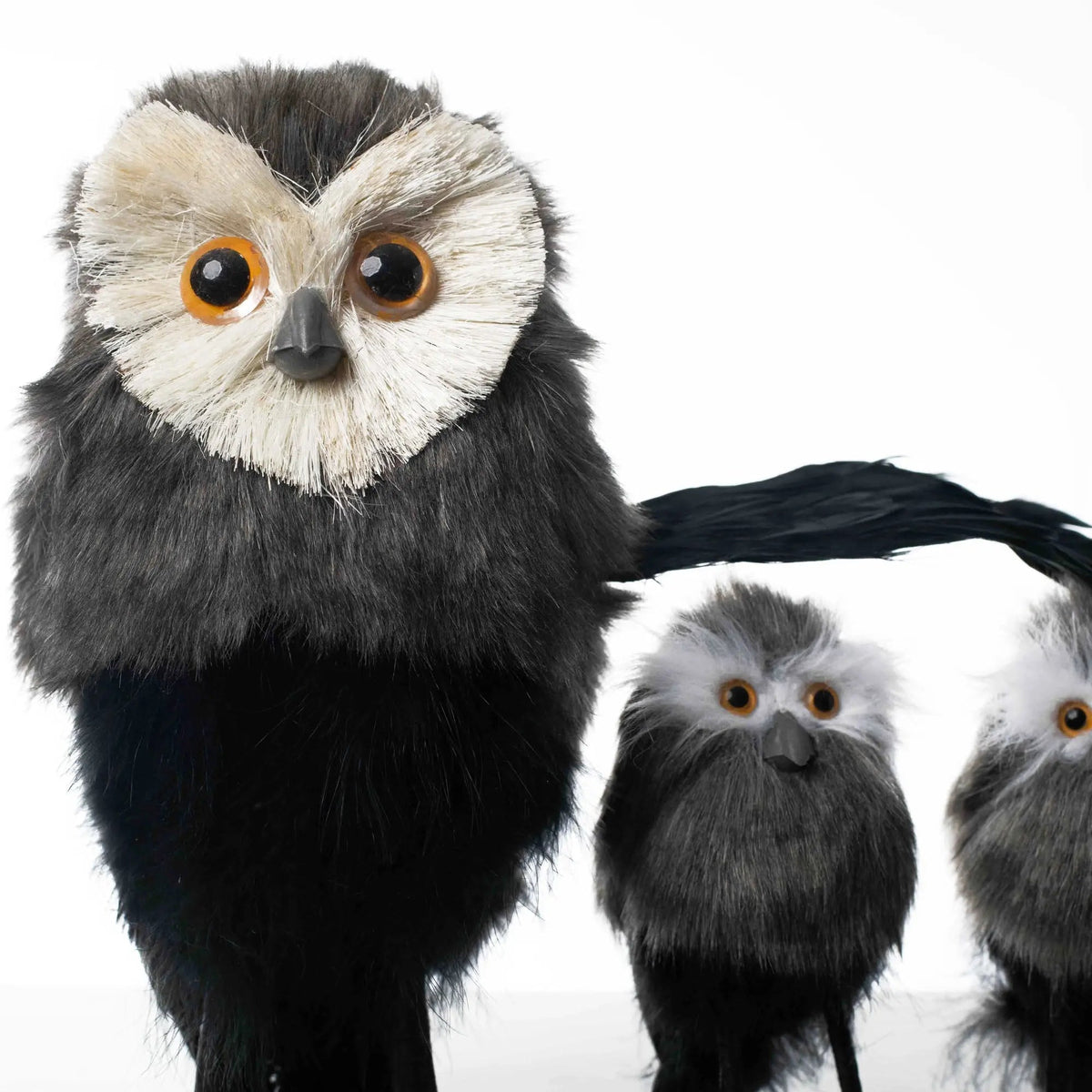 Yulemere Standing Black and Gray Feather Owl Parent Christmas Decor detail view 2