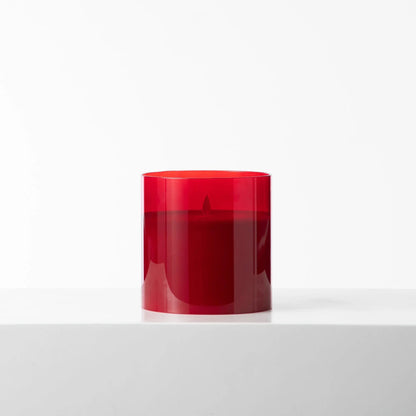 Yulemere Large Moving Flameless LED Red Glass Pillar Candle detail view 3