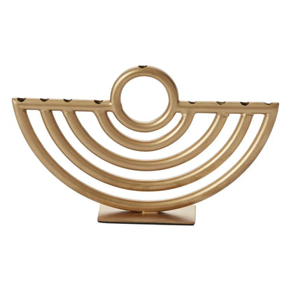 Yulemere Gold Metal Circle of Life 9 Candle Modern Menorah detail view 2