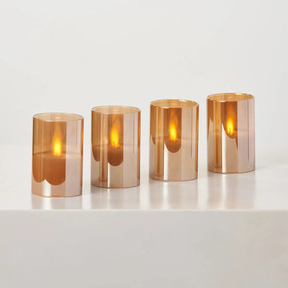 Yulemere Rechargeable Amber Glass Moving Flameless LED Candle overall view