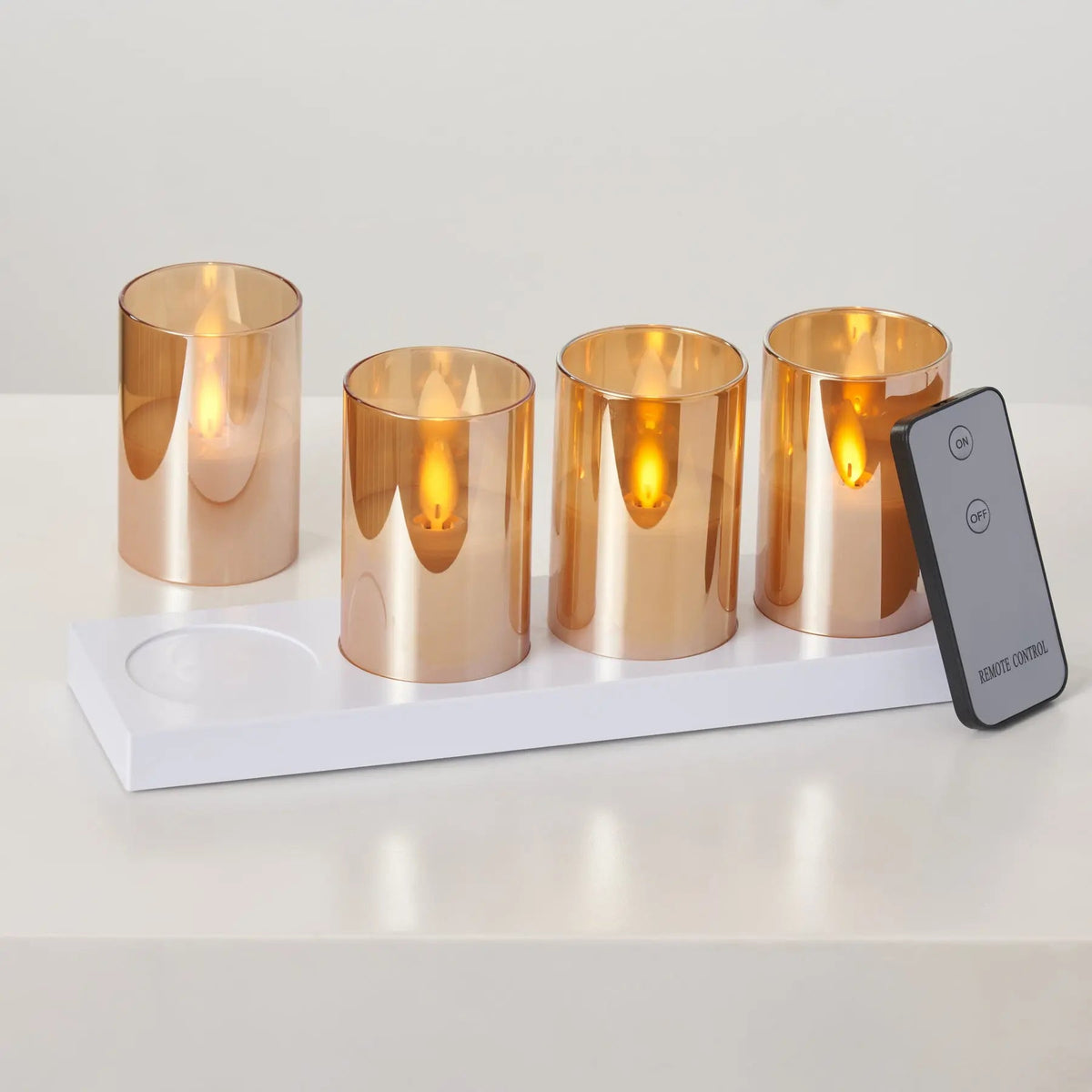 Yulemere Rechargeable Amber Glass Moving Flameless LED Candle detail view 2