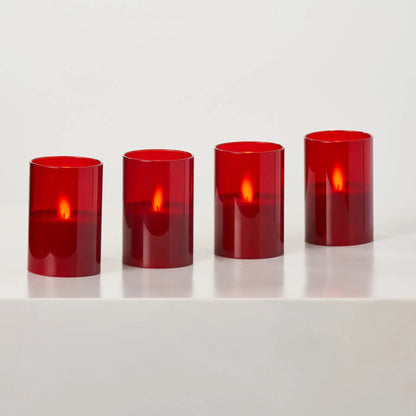 Yulemere Rechargeable Red Glass Moving Flameless LED Candle detail view 3