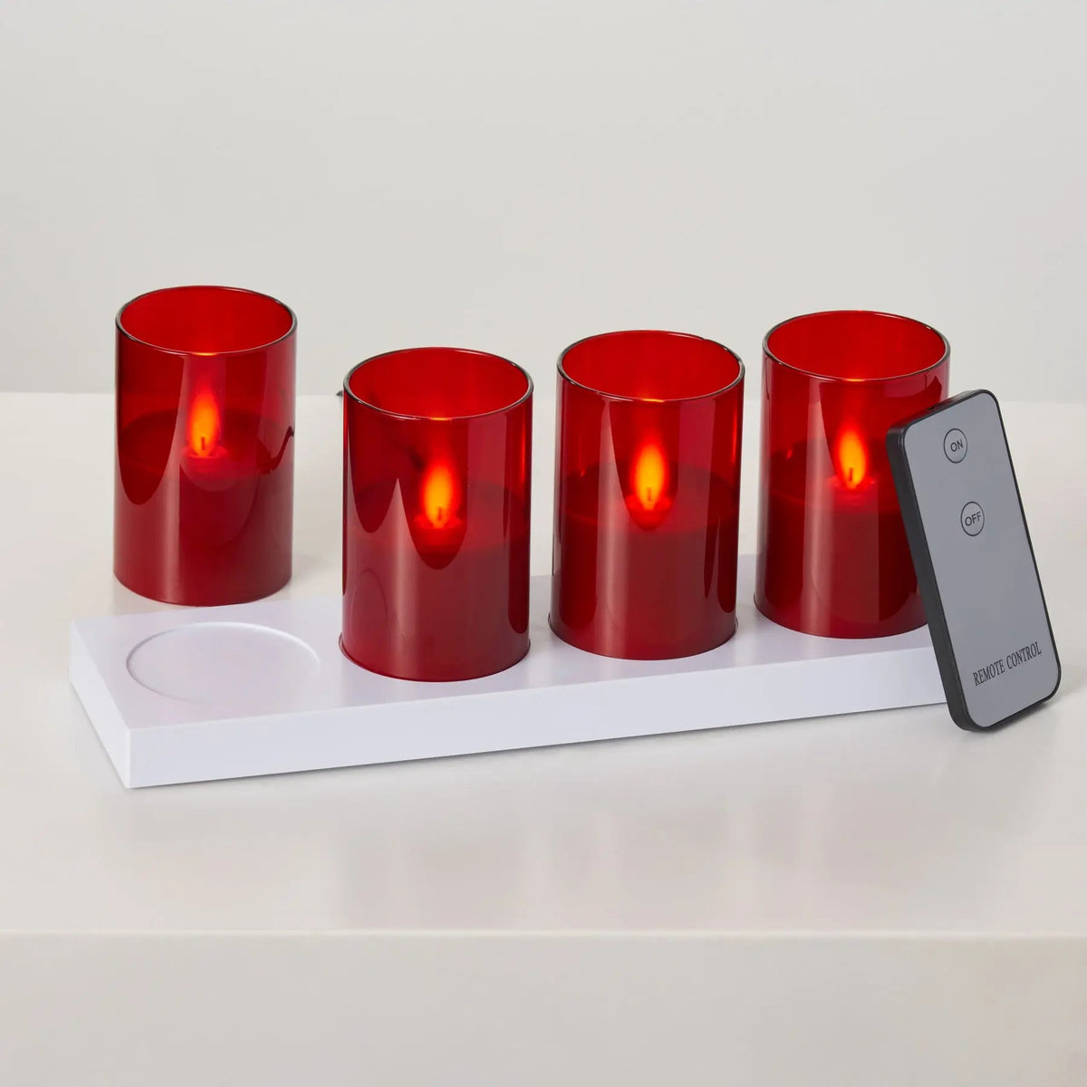 Yulemere Rechargeable Red Glass Moving Flameless LED Candle detail view 2