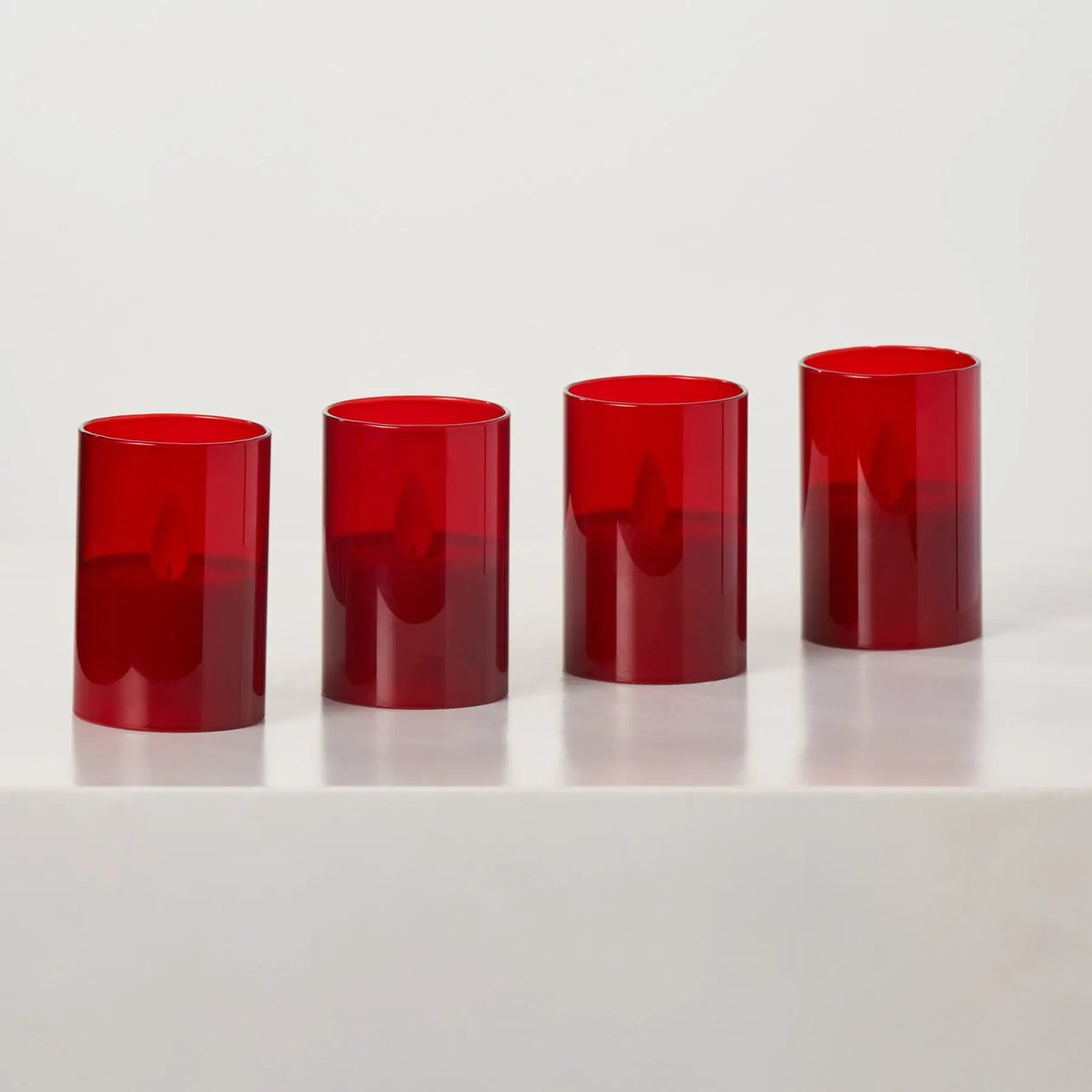 Yulemere Rechargeable Red Glass Moving Flameless LED Candle overall view