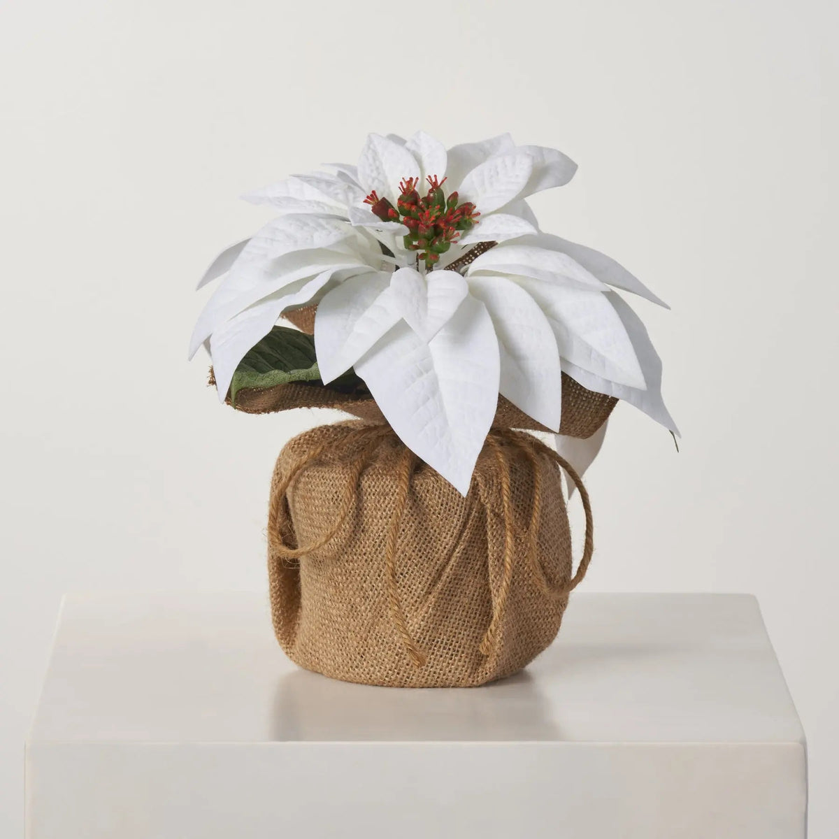 Yulemere White Velvet Christmas Poinsettia Arrangement overall view