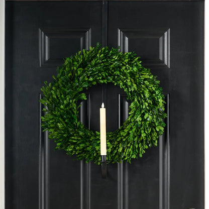 Yulemere Black Metal Wreath Taper Candle Holder overall view