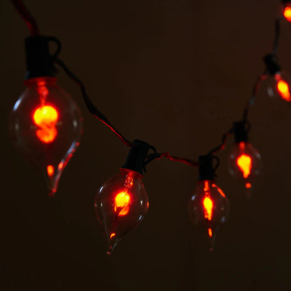 Yulemere Orange Flickering Flame Clear Retro Bulb Christmas Garland detail view 2