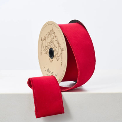 Yulemere Christmas Red Taffeta 10 Yard Wire Lined Holiday Bow overall view