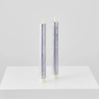 Yulemere Moving Flameless LED Silver 9 Inch Taper Candles detail view 2