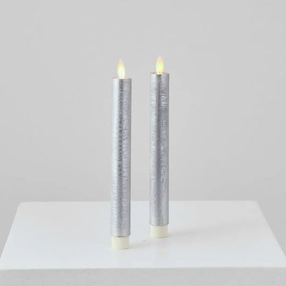 Yulemere Moving Flameless LED Silver 9 Inch Taper Candles overall view