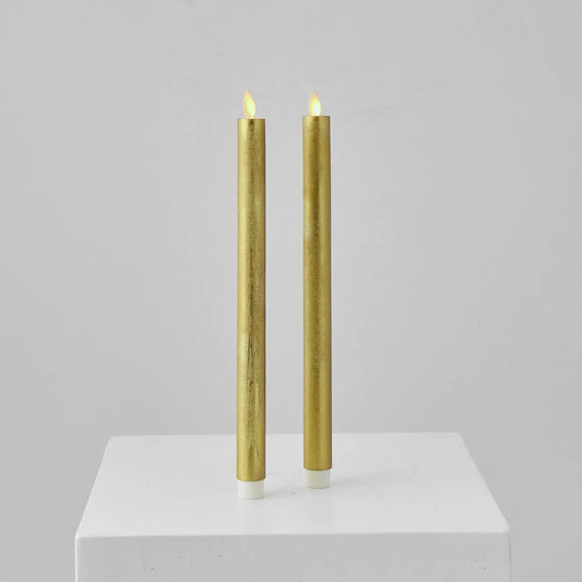 Yulemere Moving Flameless LED Gold 14 Inch Taper Candles overall view