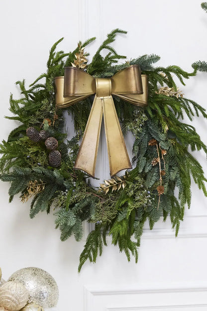 Yulemere Gold Metal Christmas Bow Hanging Decor detail view 5