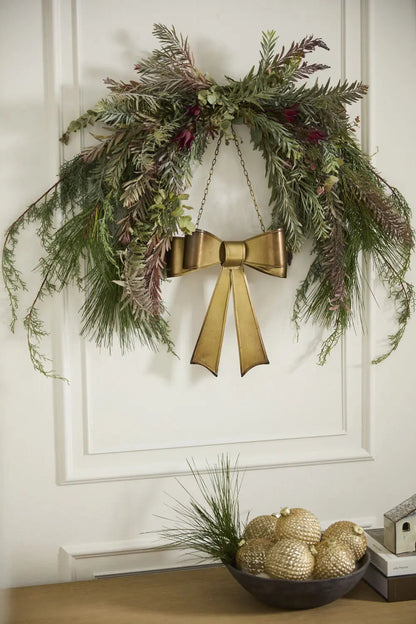 Yulemere Gold Metal Christmas Bow Hanging Decor detail view 3