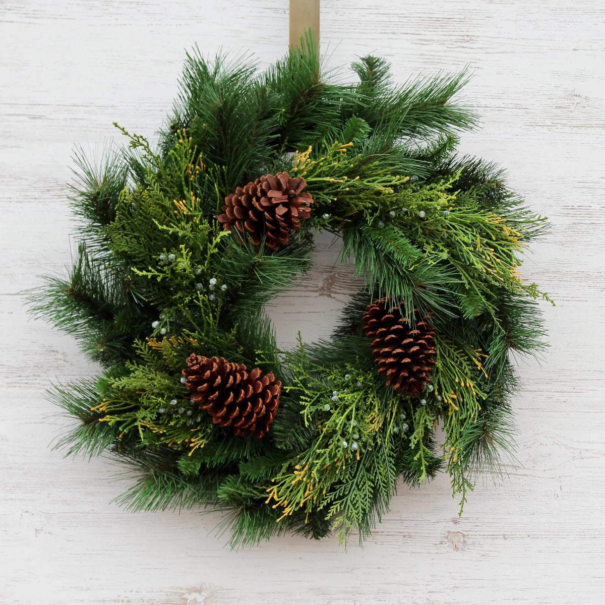 Yulemere Classic Greens and Pinecone Christmas Wreath overall view