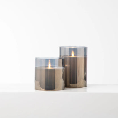 Yulemere Large Moving Flameless LED Smokey Glass Pillar Candle detail view 3