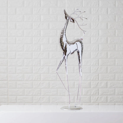 Yulemere Large Silver Plated Metal Reindeer Christmas Decor overall view