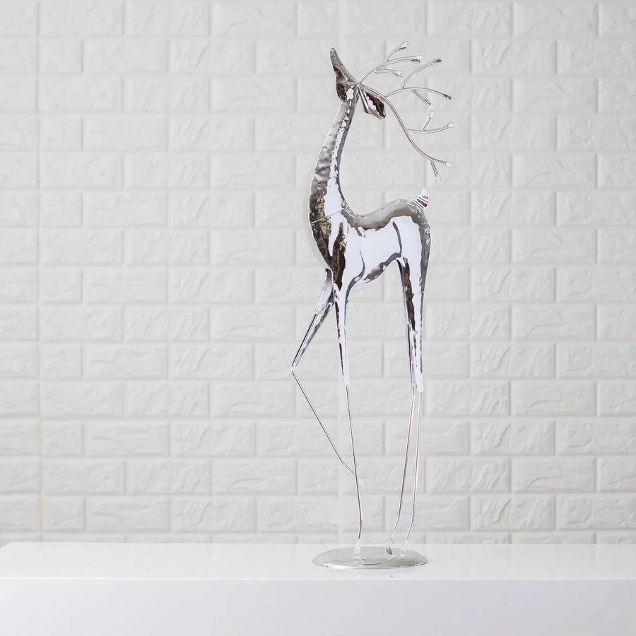 Yulemere Large Silver Plated Metal Reindeer Christmas Decor overall view