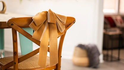Yulemere Lux Tawny Sand Velvet Drape Loop Bow overall view