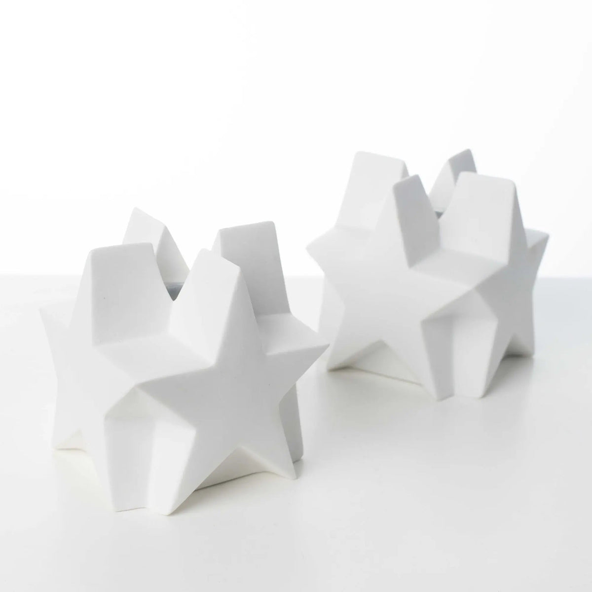 Yulemere Matte White Ceramic Geometric Four Sided Star Christmas Decor detail view 2