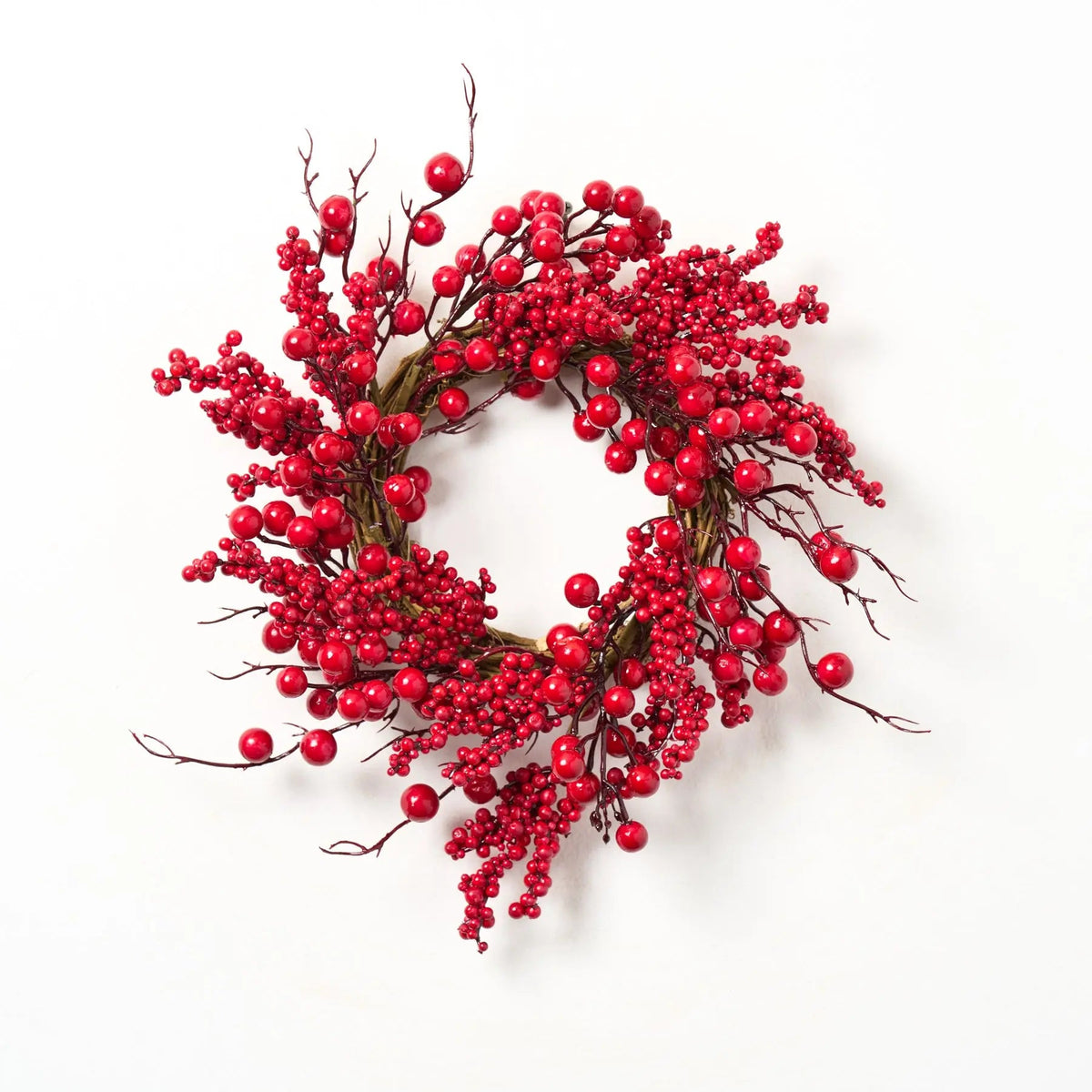 Yulemere Waterproof Christmas Red Big Berry Mini Wreath overall view