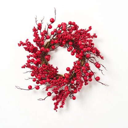 Yulemere Waterproof Christmas Red Big Berry Mini Wreath overall view