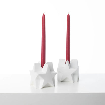 Yulemere Matte White Ceramic Geometric Four Sided Star Christmas Decor overall view