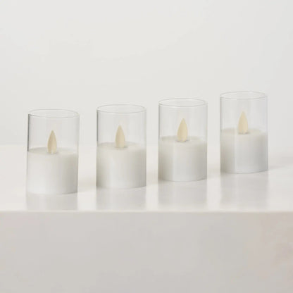 Yulemere Moving Flameless LED White Glass Rechargeable Candle overall view