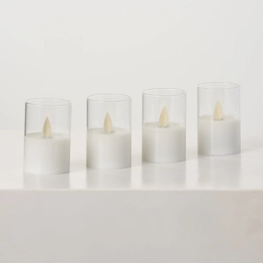 Yulemere Moving Flameless LED White Glass Rechargeable Candle overall view