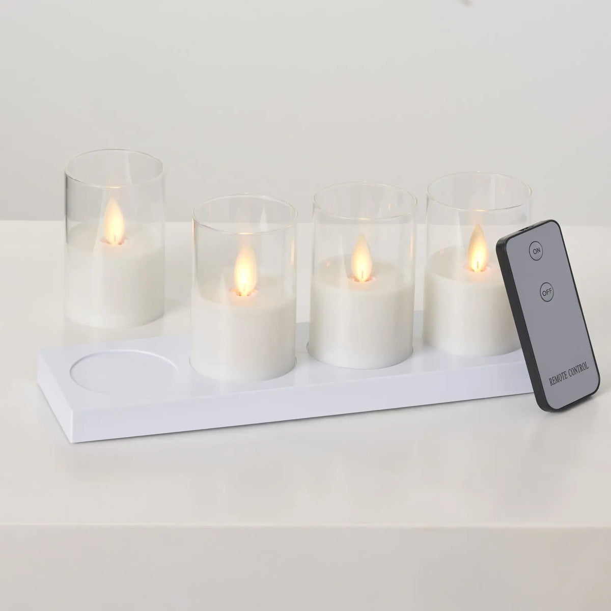 Yulemere Moving Flameless LED White Glass Rechargeable Candle detail view 2