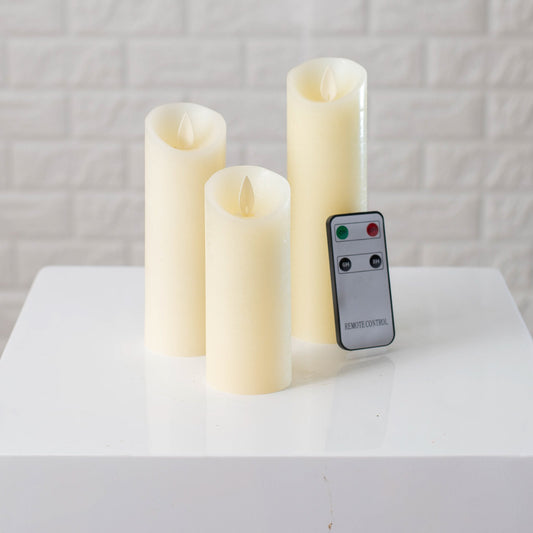 Yulemere Moving Flameless LED Cream Pillar Candles overall view