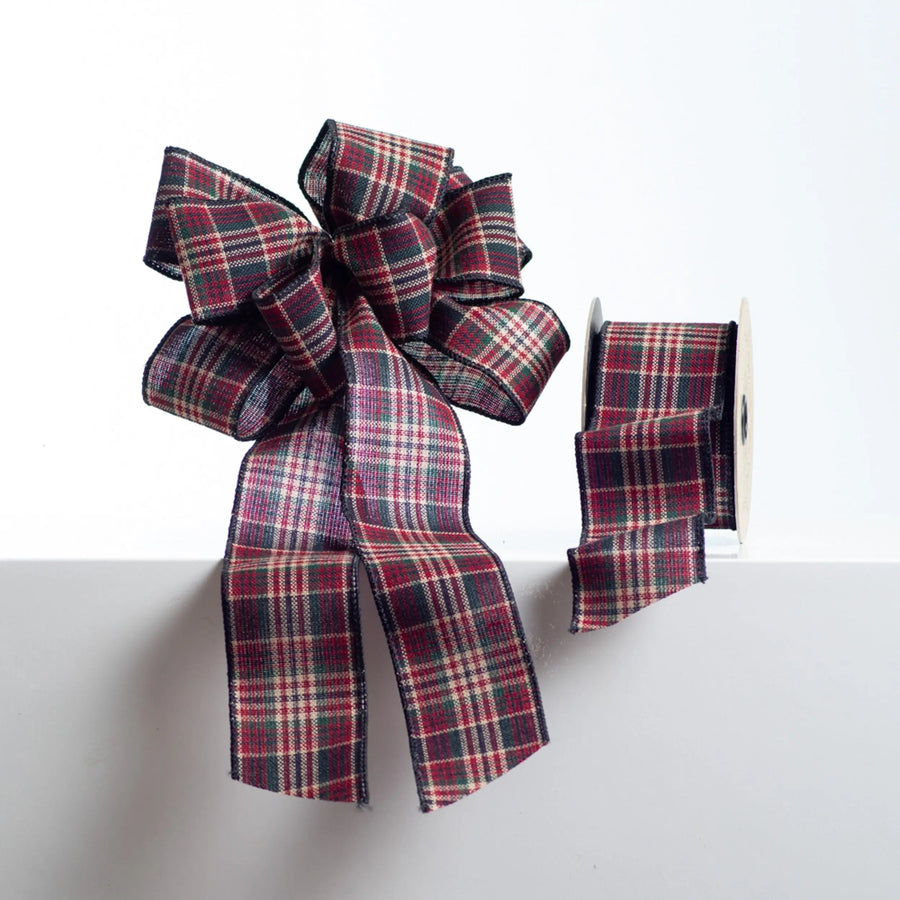 Yulemere Red White Blue Green Tweed Tied Bow overall view