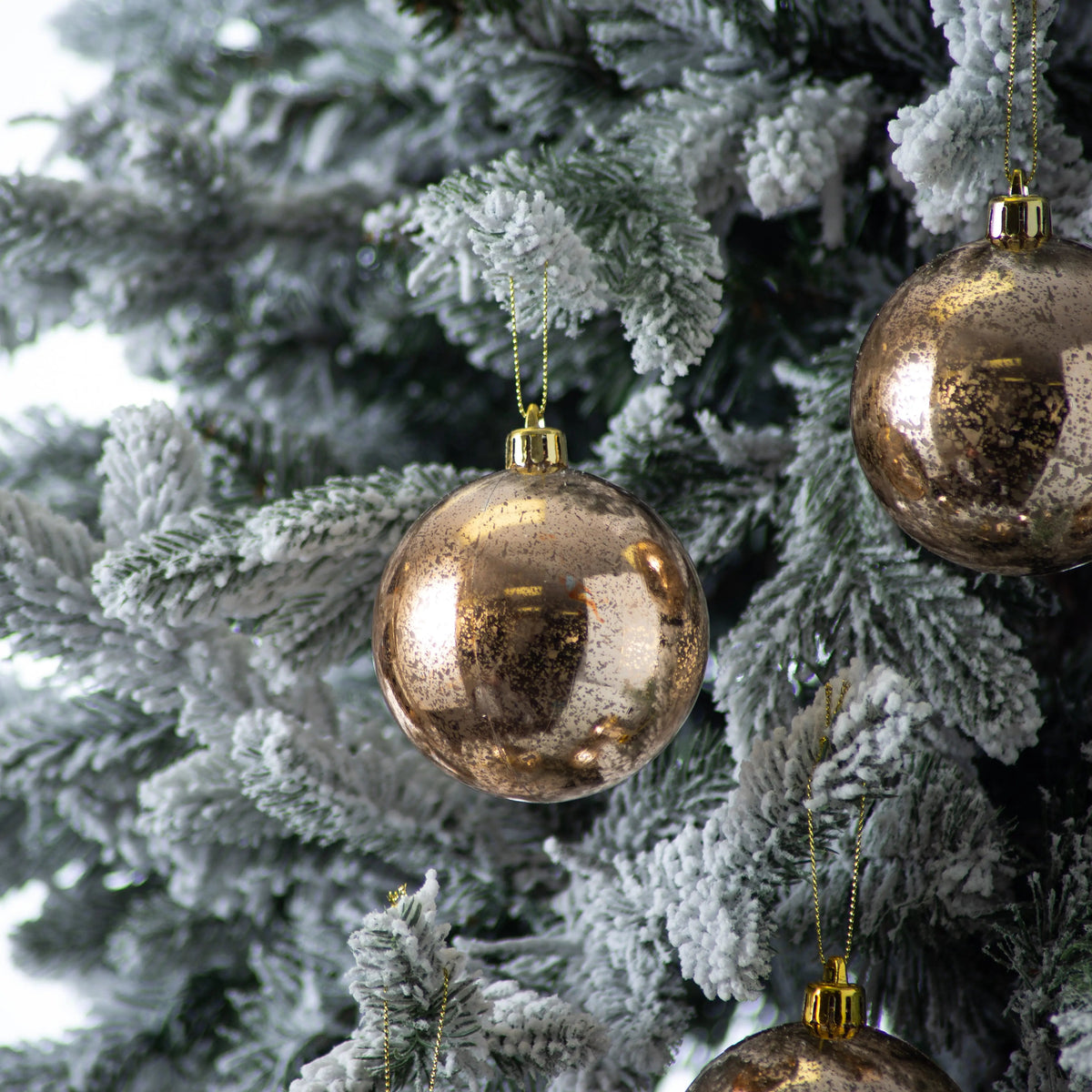 Yulemere Antiqued Rose Gold Mercury Look Christmas Ball Ornament detail view 2