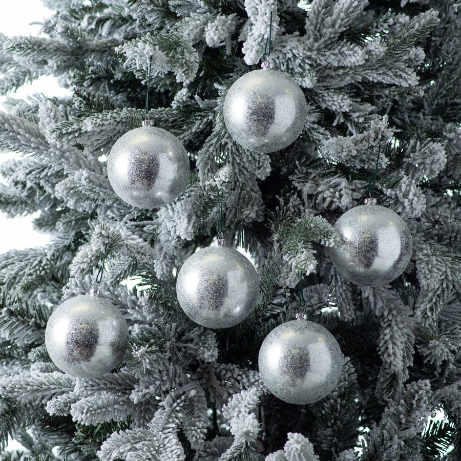Yulemere Silver Sugar Glitter Christmas Ball Christmas Ornament overall view