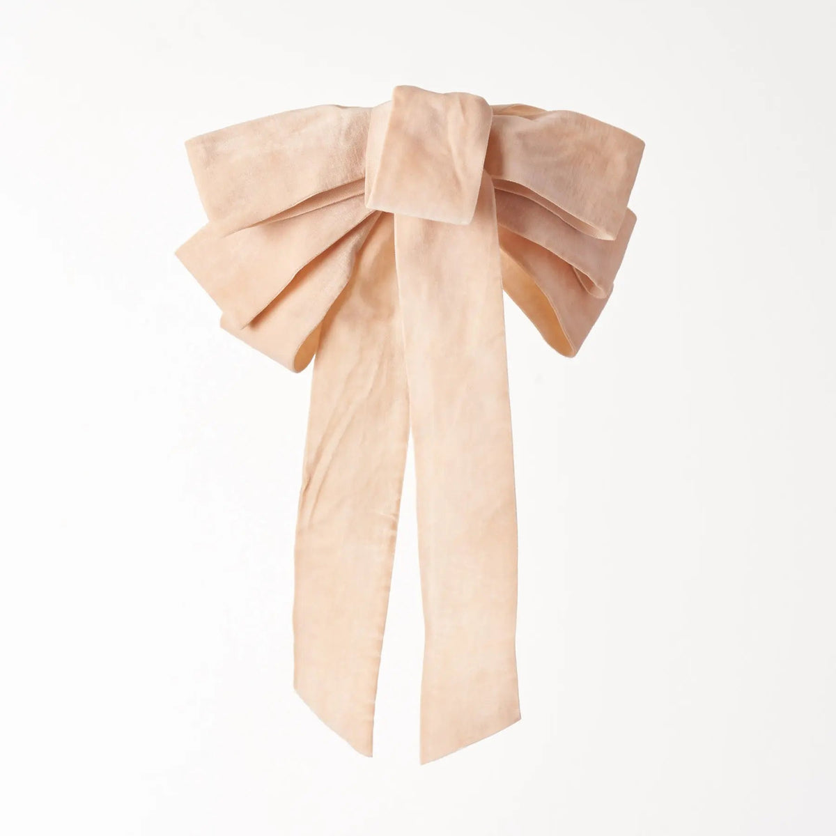 Yulemere Blush Pink Velvet Lux Hand Tied Drape Loop Bow overall view