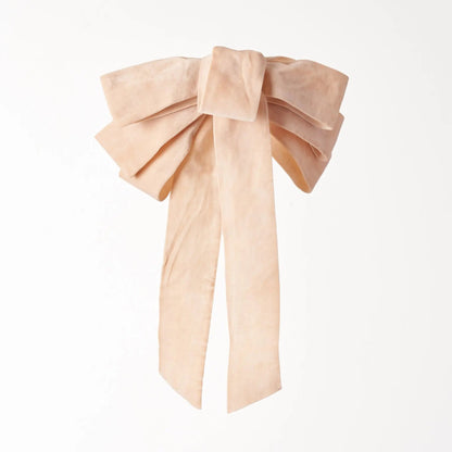 Yulemere Blush Pink Velvet Lux Hand Tied Drape Loop Bow overall view
