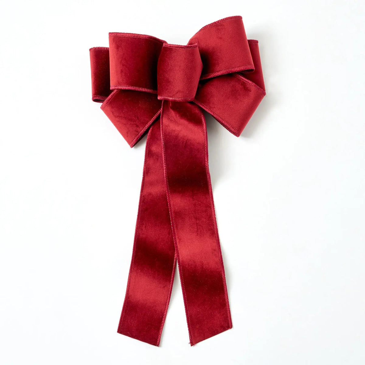 Yulemere Burgundy Red Garnet Taffeta Wire Lined Hand Tied Holiday Bow detail view 3